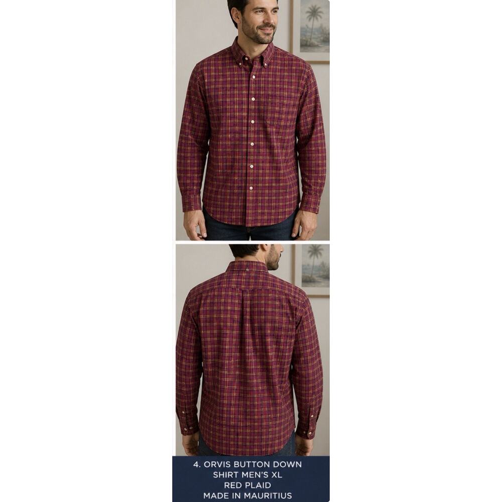 ROWM Red White Check Button Down Shirt Men’s XL Tall
